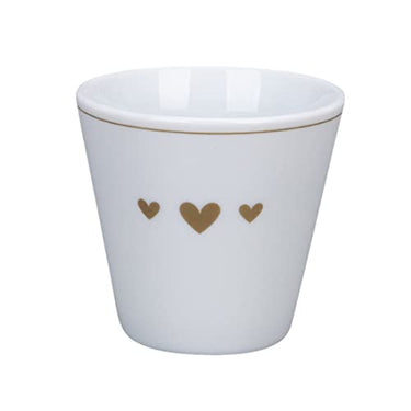 Krasilnikoff - Espresso-Tasse, Mokka-Tasse - goldene Herzen - Porzellan - Farbe: weiß - (ØxH) 6 x 6 cm im Sale